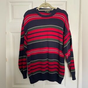 Charter Club Men's Crewneck Sweater in Navy, Red, and Green Stripes Size Large